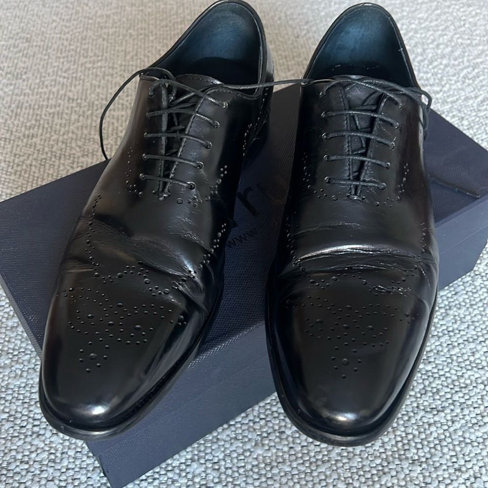 Carrucci Black Calfskin Leather Oxfords Men’s 10
